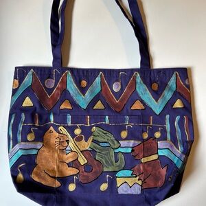 Rhetta Stelling-Patten canvas tote bag whimsical musical cat and‎ dog design